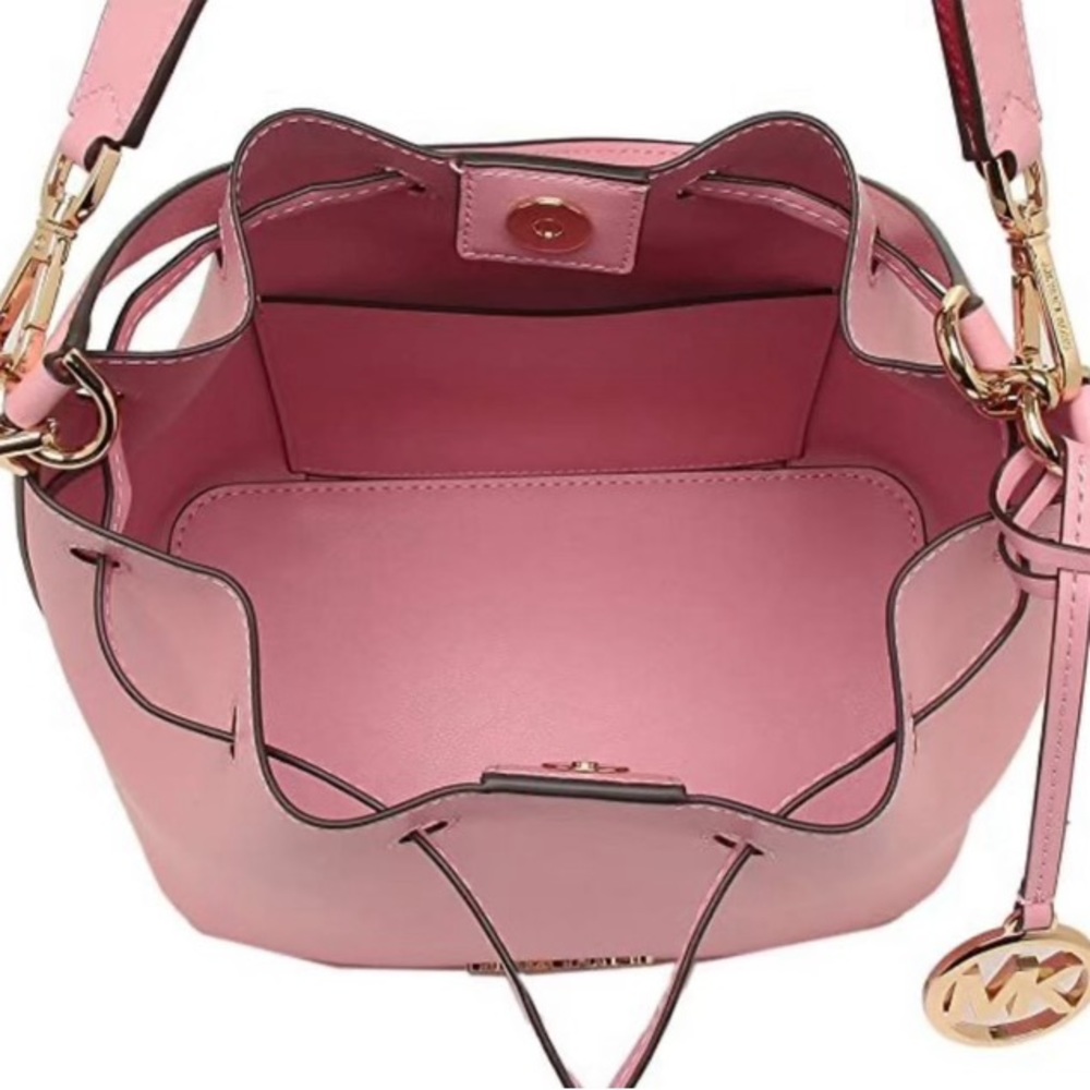 Michael Kors Eden Leather Medium Bucket Shoulder Bag Carnation - Picture 5 of 7